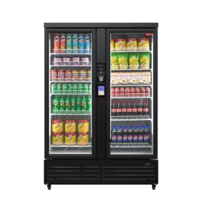 Ultra 1200 large capacity smart AI vending machine with double glass doors showing stocked beverages and snacks