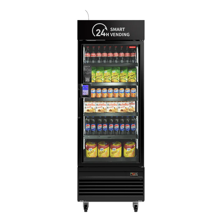Pro 542 Smart Vending Machine with large glass display stocked with snacks and drinks